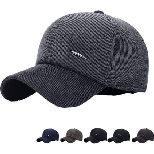 Men Winter Baseball Hat Snapback Cap with Earflaps Thicken Ear Protection Fitted Keep Warm Gorras Windproof шапка зимняя мужская