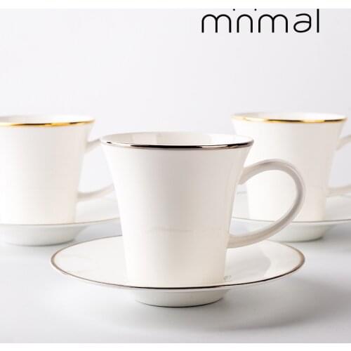Ceramic Elegant Flower Bone China Coffee Cup with Saucer Set White Porcelain Phnom Penh Office Teacup Home Cafe Espresso Cup