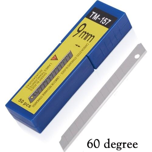 EHDIS 50Pcs 60 Degree Carbon Steel Snap Off Blades 9mm Utility Art Knife Spare Blades Paper Vinyl Film Car Stickers Cutting Tool