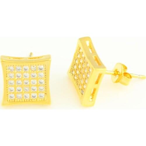 Adixyn Fashion Jewelry Square Desigh Earrings Women Girls Gold Color Cubic Zirconia Stud Earring Arabic Ethiopia African Items