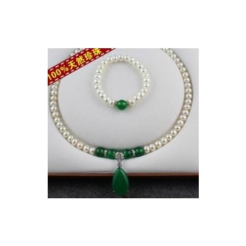 Real Freshwater Pearl Jewelry Set with Natural Charm, Fashion Necklace Bracelet Earrings Set Bridal Wedding Jewelry Set