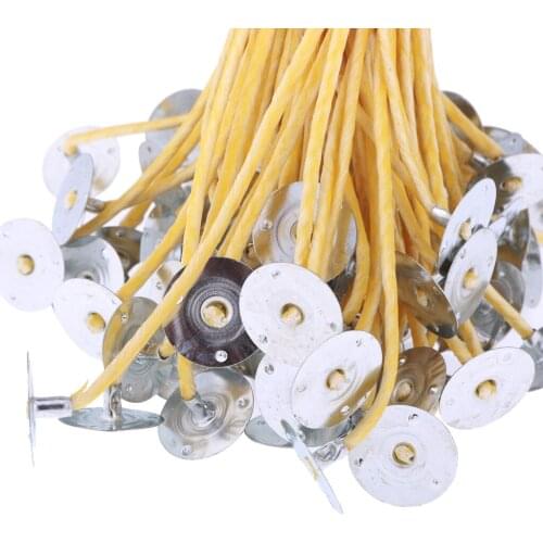 Candle Wicks Medium - Natural Soy Pre-waxed and Tabbed Low Smoke - 8 inch 50 Pack Candle Making Supplies Candle Cores