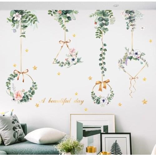 DIY Flowers Wall Stickers Modern Teenager Living Room Bedroom Aesthetic Wedding Room Decoration Self-adhesive Wallpaper Poster