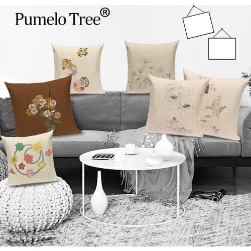 Farmhouse Home Cushion Covers Flower Ethnic Decorative Pillows for Bed Chair Floral Linen Pillowcase Pillow Poszewka Dekoracyjna