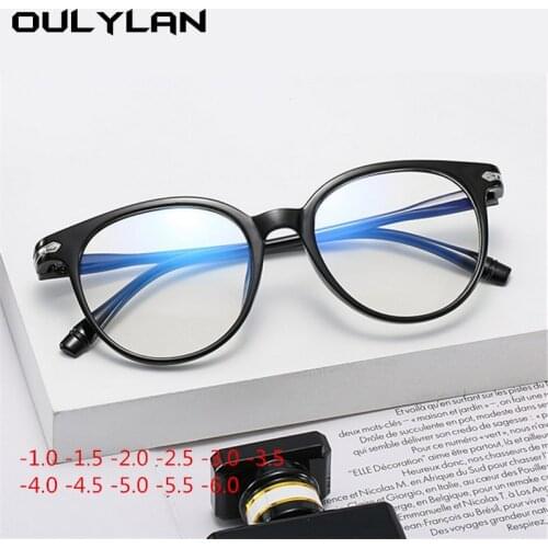 Oulylan Student Myopia Glasses With Degree Women Men Short-sighted Eyewear PC Frame -1 -1.5 -2 -2.5 -3.0 -3.5 -4.0 -4.5 to -6.0