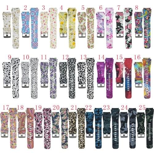 Generic 22mm Silicone Watch Band for Samsung Gear S3 Classic/Frontier Printed Flower Rubber Bracelet Strap Classic Watch Belts