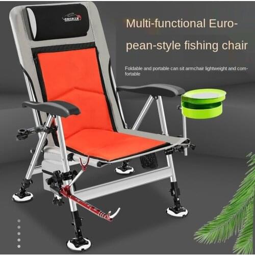 Fishing Chair Beach Chair Strong Load-Bearing Chair Outdoor Folding Fishing Chair Set Recliner Multi-Function Fishing Chair