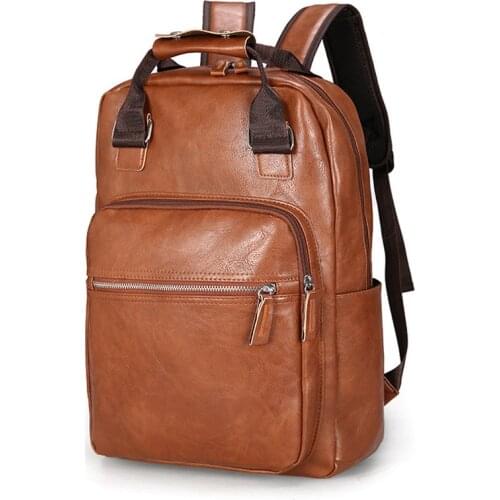 New PU Leather Backpack Men Casual Vintage Bag Pack Waterproof Laptop Back Pack Large Business Backpacks Travel Bags For Men Hot