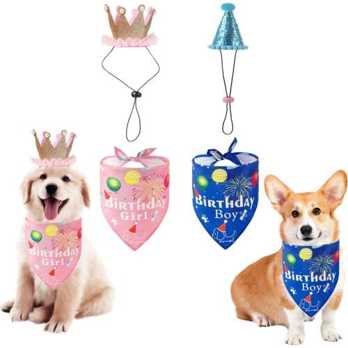 Pet birthday hat pet birthday saliva towel dog triangle scarf pet accessories pet birthday party supplies