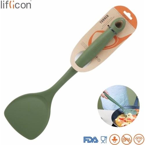Liflicon Silicone Spatula Turner with Strong Silicone Covering Non-stick, Heat Resistant 14.17''Kitchen Cooking Utensil Tools