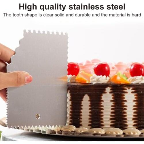 Cream Scraper Polygonal Sawtooth Cream Cake Scraper Stainless Steel Icing Smoother Cake Decorating Scraper DIY Cake Tool