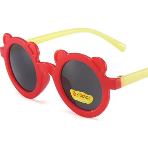 Fresh Style Cartoons Bear Ears Round Frame Sunglasses Girl 2021 Luxury Brand Design Kid Sun Glasses Boy Fashion Decoration UV400