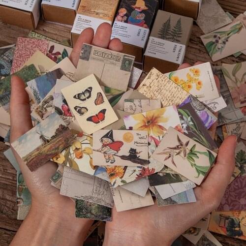 100pcs Vintage Small Decorative Sticky Note Plant Sticky Note Scrapbooking Journal Message Decoration School Stationery Supplies