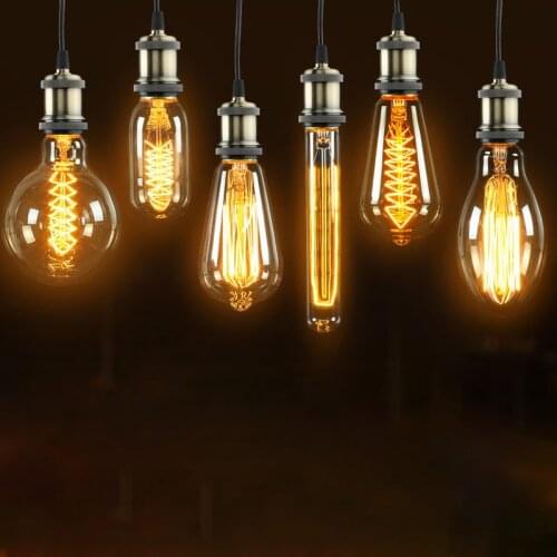 Vintage Edison Bulb E27 40w Retro Lamp Incandescent 220V Novelty Items for Decor Filament Bulb ST64 G80 G95 G125 Pendant Lights
