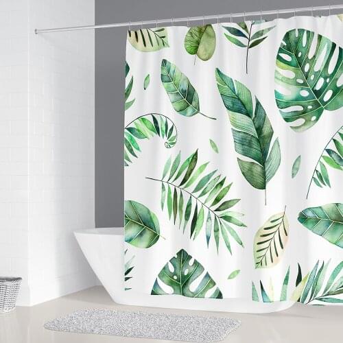 3D Green Leaves Printed Shower Curtain Plants Bathtub Screen Home Decor Waterproof Fabric Bathroom Curtains Droshipping