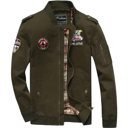 M-5XL Large Size Tough Guy Military Style Mens Clothing Spring and Autumn Casual Cotton Jacket Male Handsome Stand Collar Coats