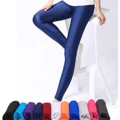 Women Shiny Pant Leggings Hot Selling Leggings Solid Color Spandex Elasticity Casual Trousers Shinny Legging