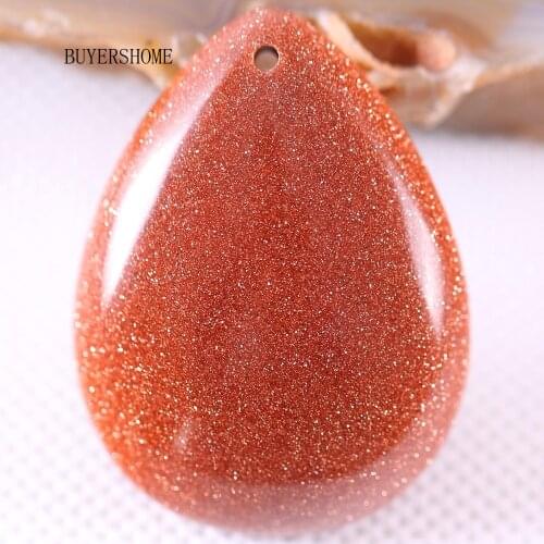 Gem Pendant Natural Stone Water Drop Bead Gold Sandstone Necklace Pendant for Women Jewelry Gift 1Pcs K216