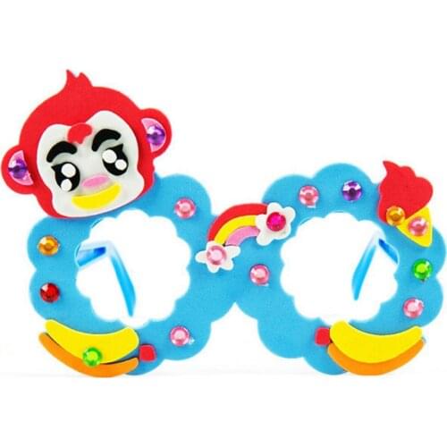 10Pcs Kids DIY Cartoon Animal Rhinestone Glasses Handmade Crafts Educational Toy Children Birthday Gift