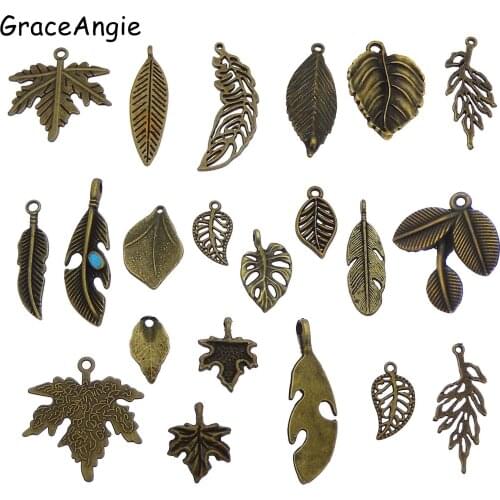 10pcs/pack MixTree Leaves Necklace Pendant Charms for Vintage Jewelry Ethnic earrings DIY Earrring Bracelet Keychain Accessories
