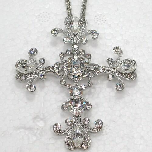 12pcs/lot Wholesale Rhinestone Marquise Cross Fashion Pendant Necklaces Chain Jewelry F101021