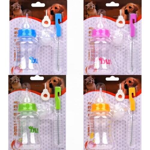 150ml Pet Milk Bottle Feeding Bottle Dog Cat Bady Nursing Water Milk Feeder With Cleaning Brush Color Randomly