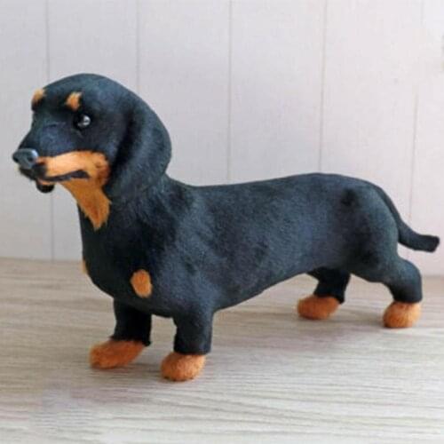 3D Baby Plush Toy Stuffed Toy Simulation Standing Black Dachshunds Dog Stuffed Animal Toy Super Realistic Dog Toy Child Gift