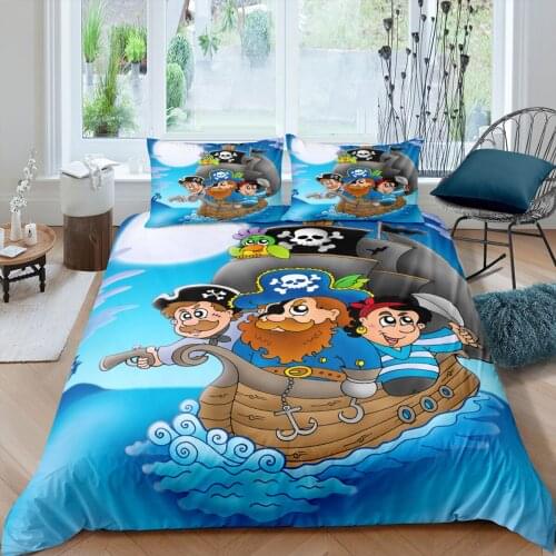 3D Pirate Ship Printed Duvet Cover Little Pirate Bedding Set With Pillowcase Child Single Twin Double Queen King Quilt Cover