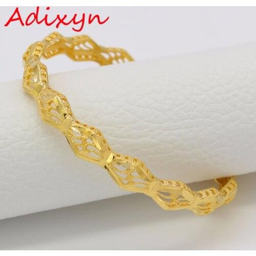 Adixyn 6.5CM&6.8CM Dubai Bangle for Women Gold Color Ethiopian Bridal Wedding African Bracelet Arab Jewelry Gifts N1812