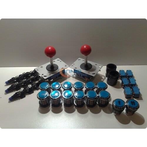 Arcade parts Bundle kits control panel package with chrome illuminate button, LED lamp, joystick, Microswitch for Arcade cabinet