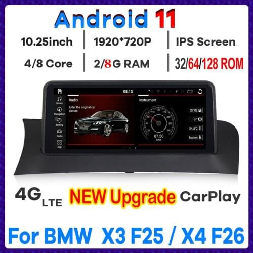 10.25“ 8CORE 8+64G Android 10.0 Car Multimedia Player for BMW X3 F25 X4 F26 CIC NBT 2011-2016 GPS Radio Stereo Head unit Navi