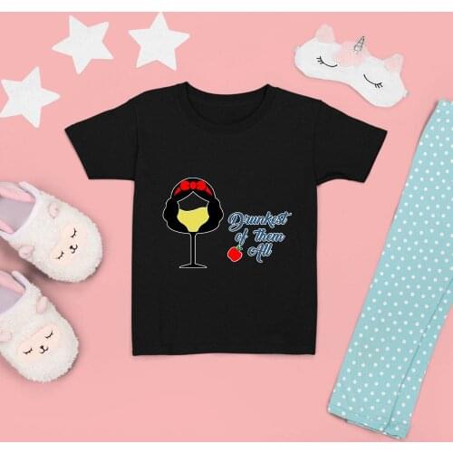 Snow White Cartoon Pattern Children T-shirts Disney Drop Ship Harajuku Fashion Kawaii Casual Drinkest Of Them All Letters Print