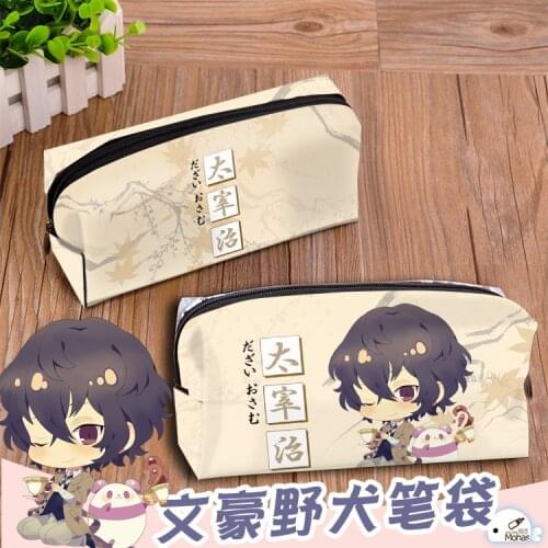 Anime Stray Dogs Dazai Osamu Cosplay Student Cartoon Pencil case Nakahara Chuya stereoscopic Portable Stationery Box Gifts