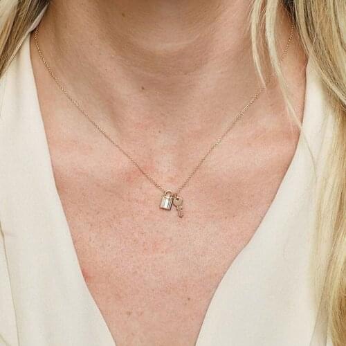 WTLTC Delicate Key Lock Layered Necklaces for Women Chic Small Pendant Chokers Necklaces 925 Sterling Sliver Initial Chokers