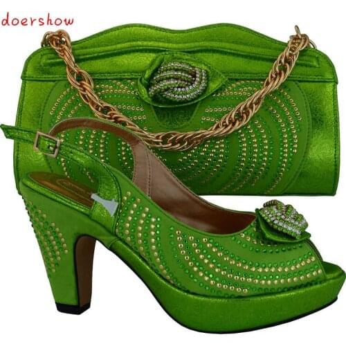 Doershow 5 different color available fashion Italian matching shoe and bag set for party African ladies heels slipper !HVB1-6
