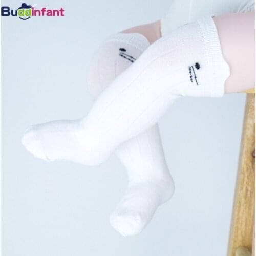 Newborns baby boy girls cotton knee socks leg warmers cartoon animals cat fox childrens long knee high sock with rubber sole