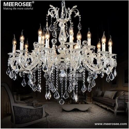 15 Lights Silver Color Crystal Chandelier Lamp Big Crystal Lustre Light Fixture 2 tiers Hotel Villa Cristal Lighting