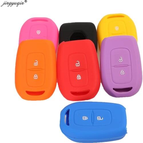Jingyuqin 10pcs 2BTN Silicone Key Case for Renault Scenic Master Megane Duster Logan Clio Captur Laguna Fluence Remote FOB Cover