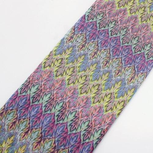 Zig Zag Knits Lace Fabrics 1 Meter For Dress Purple Wave Striped Crochet Mesh Fabrics Diy Fashion Cloth Maple Leaf 150CM Wide