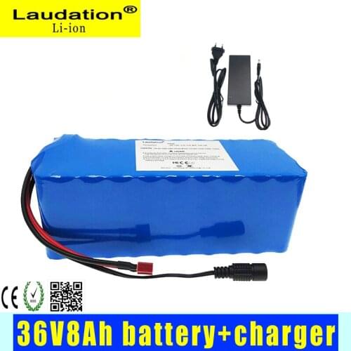 Laudation 36V 8Ah Electric Bicycle Lithium Battery 18650 Battery Pack for 500W Electric Motorcycle Scooter, Etc. with 15A BMS