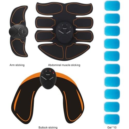 PU Leather Surface Electric Muscle Stimulator Train Set 15 Modes Buttock Patches Abdominal Muscle Massage Sticks