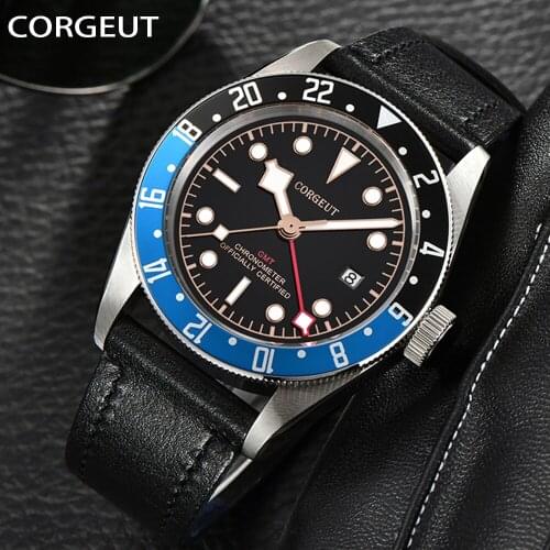 CORGEUT Mechanical Watches Mens Sport Reloj Hombre Casual Relogio Masculino Para Military Army Leather Wrist Watch For Men 2031