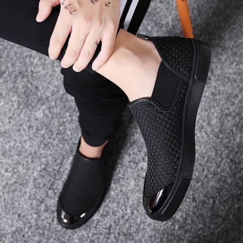 Mens Casual Shoes Footwear Woven Fashion Board Shoes Slip-On Narrow Band Loafers Man Flat Shoes for Mens Sneakers
