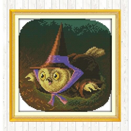 Magic Owl Embroidery Kits DIY Crafts Needlework Patterns Cross Stitch Package 14ct 11ct Count Print Canvas Cross Stitch Kits