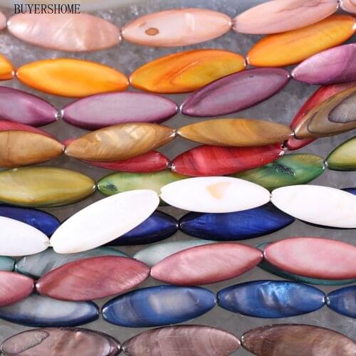 Fahion Jewelry 10X30MM Multi-color Mother Of Pearl Shell Loose Beads String 15" O081-102