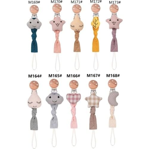 OOTDTY Baby Pacifier Clip Chain Cotton Cartoon Country Style Pacifier Holder Dummy Clips Handmade Baby Christmas Gift