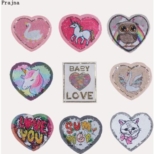 Unicorn Sequin Patch Sewing On Patches For Clothing Cartoon Cat Shirt Sewing Patch On Packet/Garment DIY Can Flip Sequin Patches