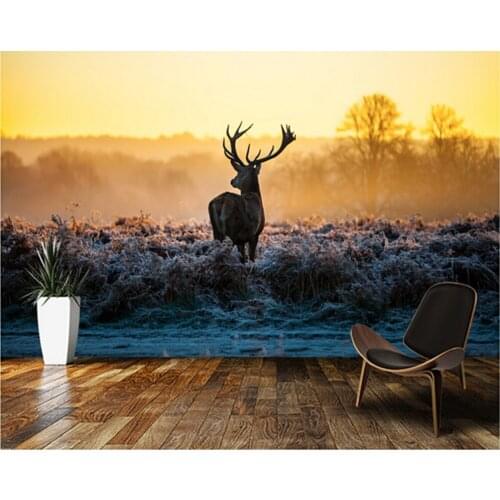 Custom papel DE parede infantil. Red Deer Sunrise for the sitting room the bedroom TV setting wall vinyl wallpaper