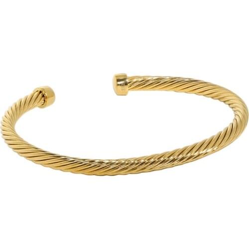 SHANICE Irregular Design Simple Twist Pattern 925 Sterling Silver Bracelet Gift For Women Fashion Gothic Bangle Fine Jewelry