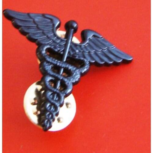 PAIR WW2 US ARMY MEDICAL SURGEON OFFICER COLLAR INSIGNIA PIN METAL BADGE BLACK